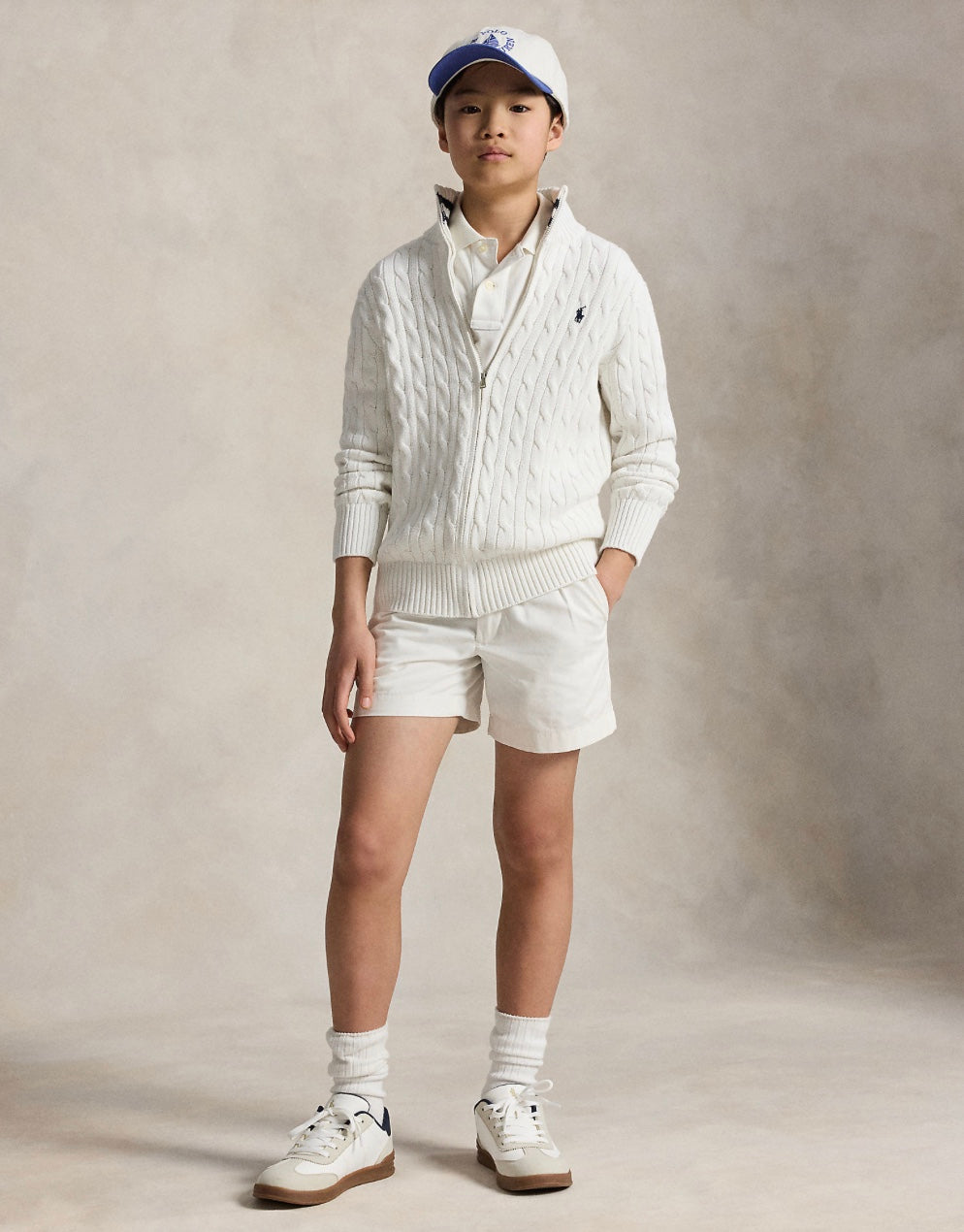 Genser Cable Full Zip White