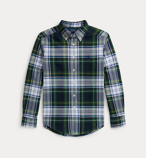 Skjorte Plaid Oxford White Green Multi