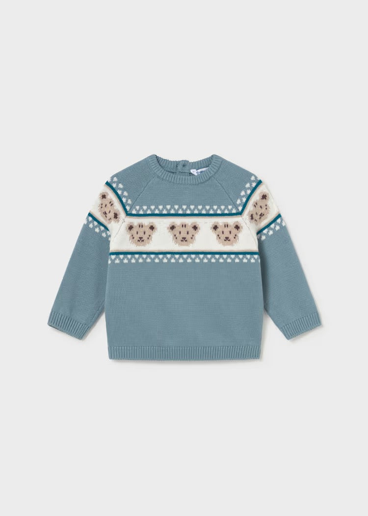 Genser Jacquard Bear Arctic Blue