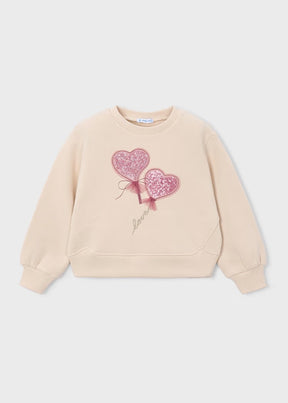 Genser Pullover Hearts Light Khaki