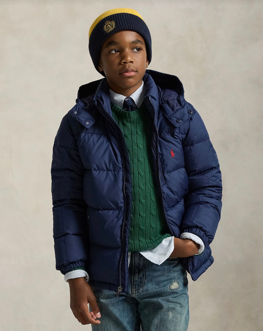 Jakke Ripstop Down Hooded Newport Navy