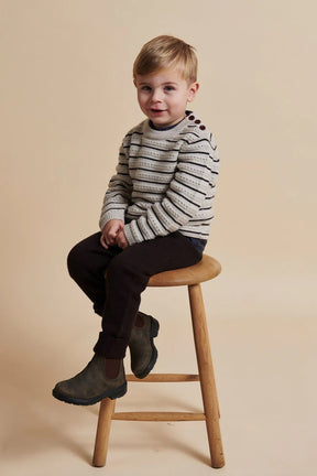 Genser Merino Pattern Pale Cream Mel./Dark Brown Comb