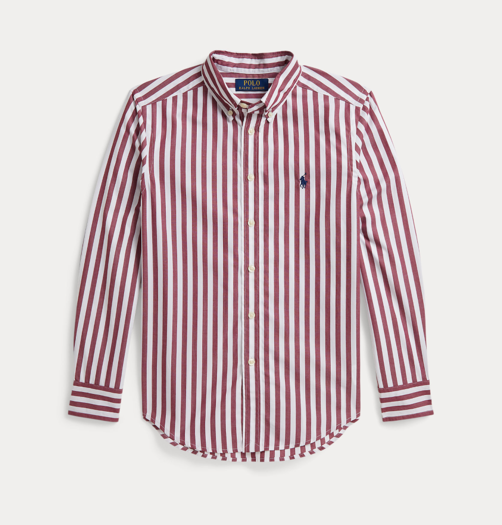 Skjorte Striped Poplin Burgandy White