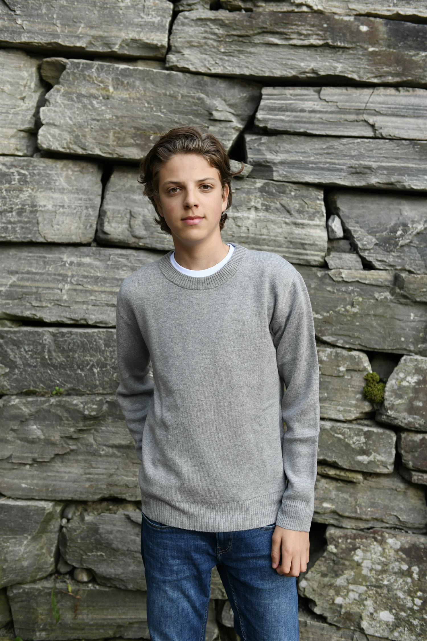 Genser Knit Logo Grey Melange