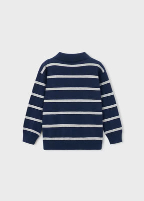 Genser Polo Knit Striped Blue