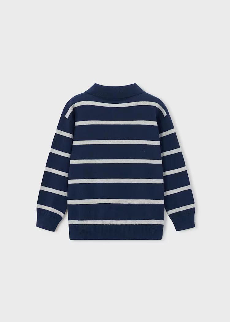 Genser Polo Knit Striped Blue