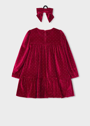 Kjole Velvet M/Hårstrikk Red