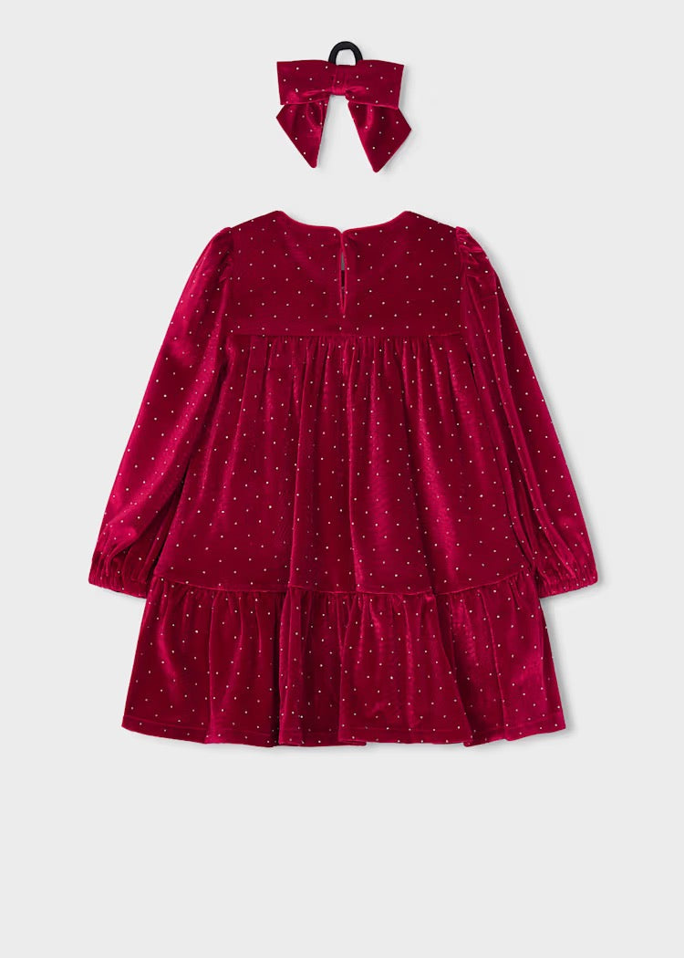 Kjole Velvet M/Hårstrikk Red