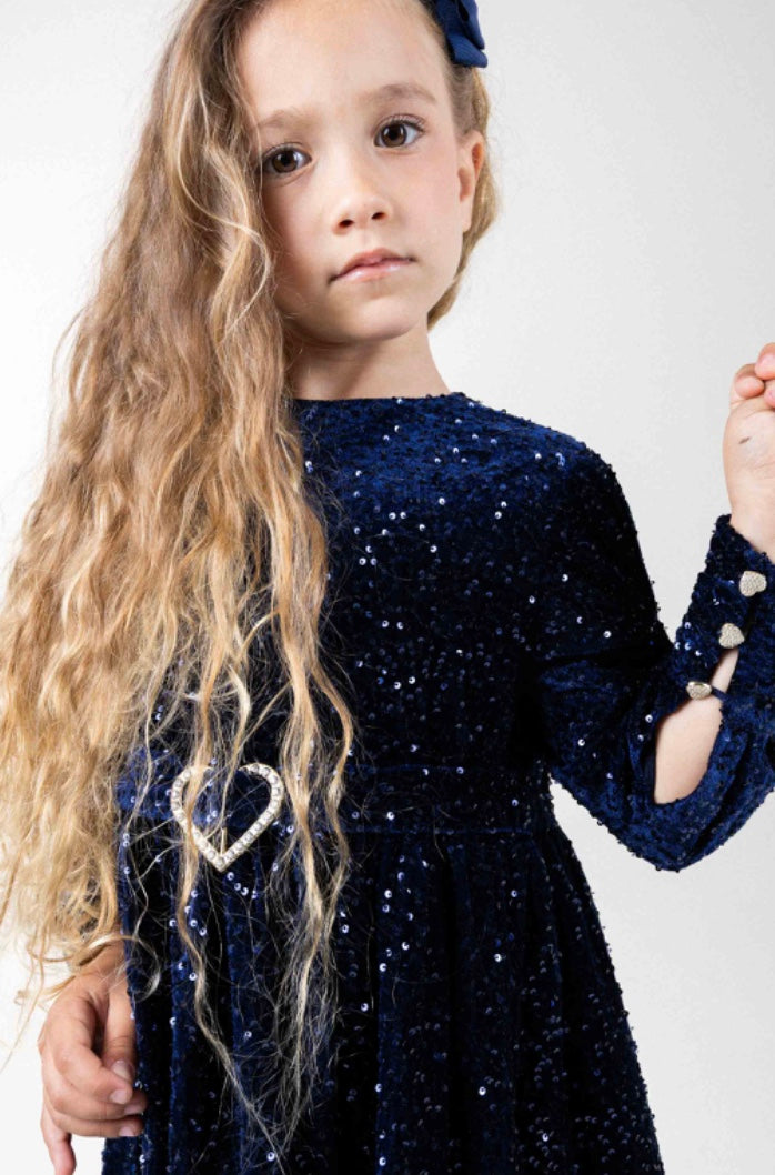 Kjole Anastasia Velvet Sequin Navy