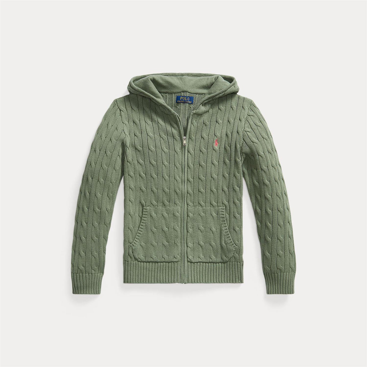 Hettejakke Cable Cotton Full-Zip Cargo Green
