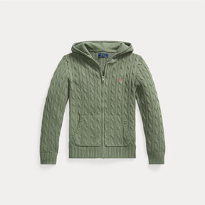 Hettejakke Cable Cotton Full-Zip Cargo Green