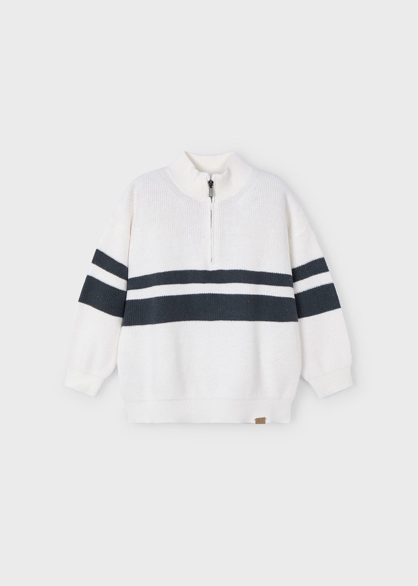 Genser Striped Zip Cream