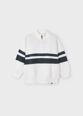 Genser Striped Zip Cream
