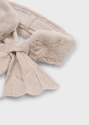 Skjerf Knit Faux Fur Beige