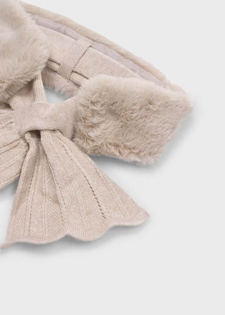 Skjerf Knit Faux Fur Beige