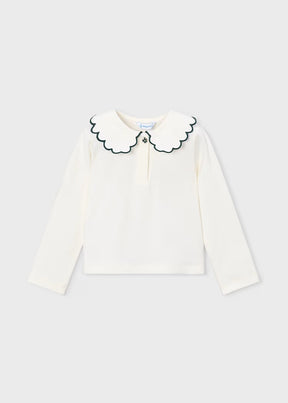 Genser Scalloped Collar Offwhite