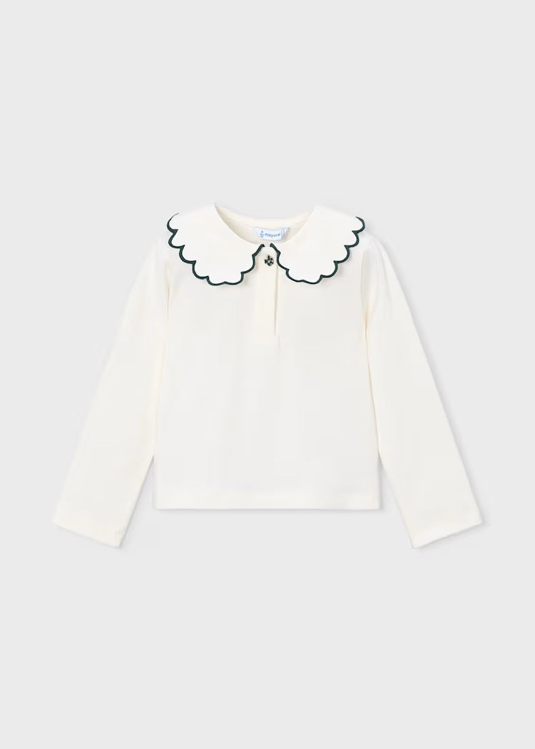 Genser Scalloped Collar Offwhite