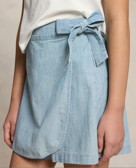 Skjørt Indigo Chambray Wrap Blue