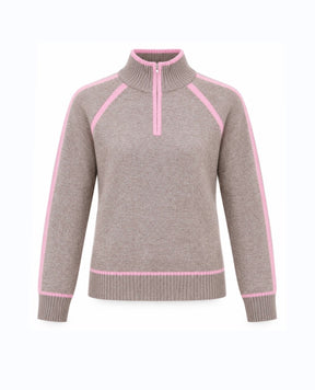 Genser Esther Zip Ull Warm Taupe