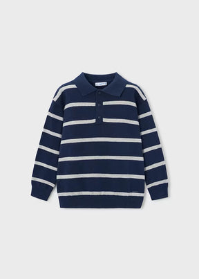 Genser Polo Knit Striped Blue