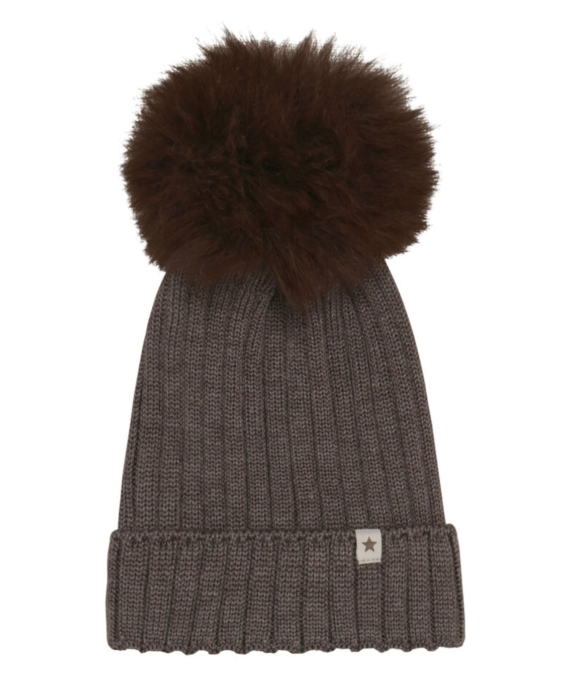 Lue Knit Alpaca Pompom Brown Melange