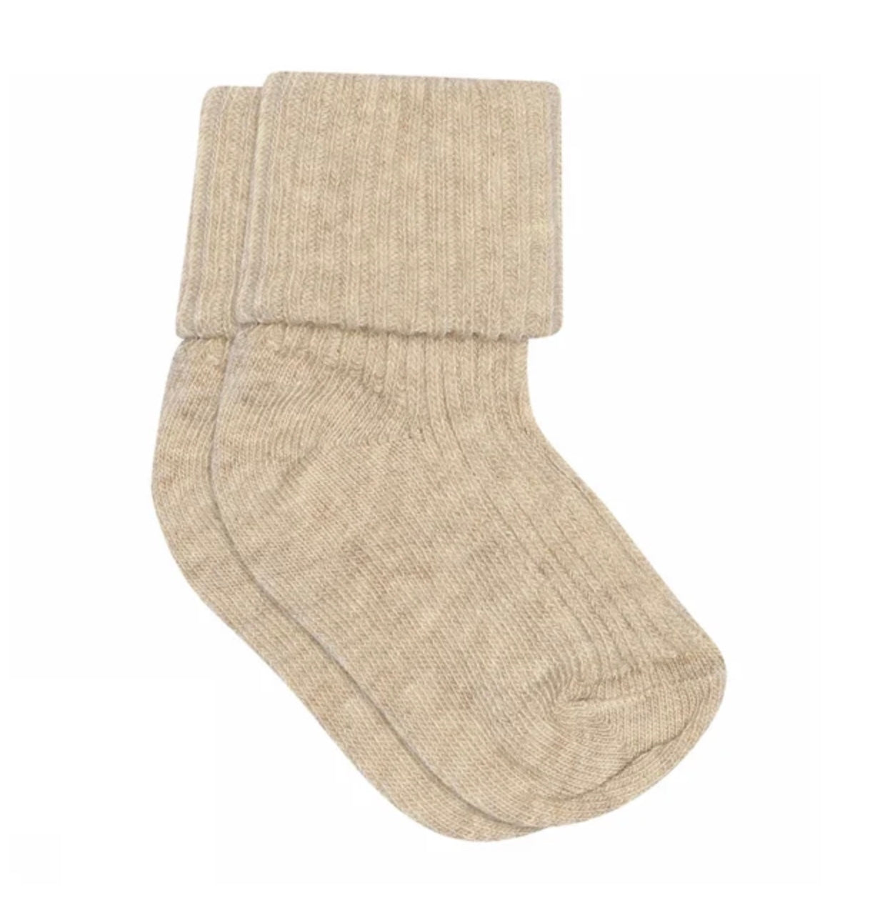 Sokk Rib Bomull Beige Melange