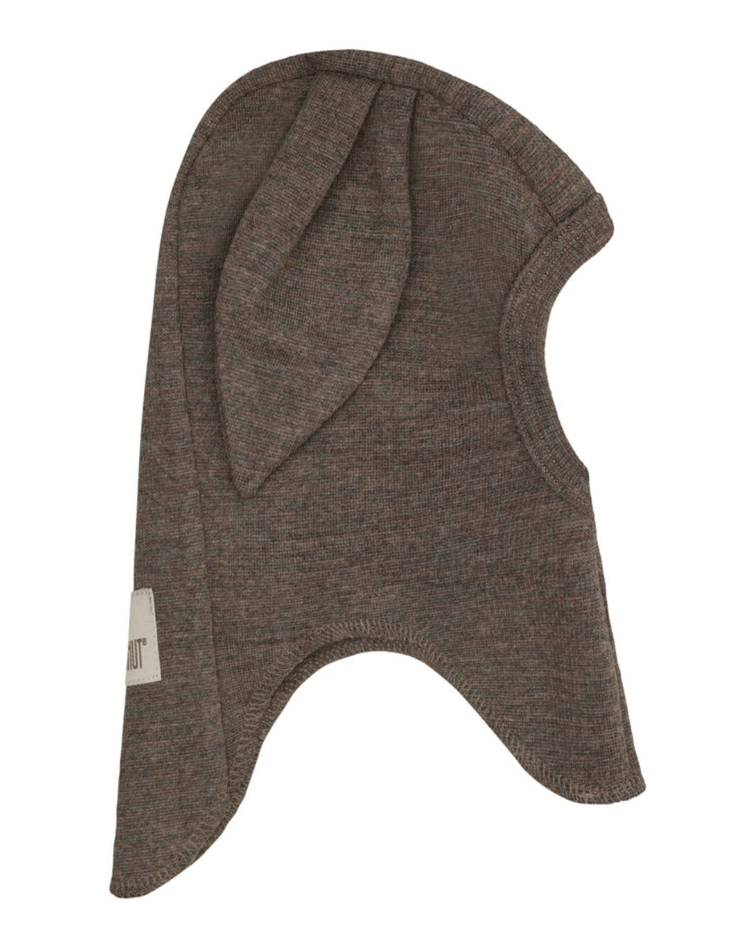 Balaclava Ears Wool Rib Brown Melange
