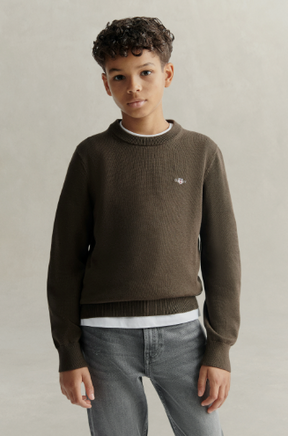 Genser Shield Cotton Crew Neck Shadow Brown