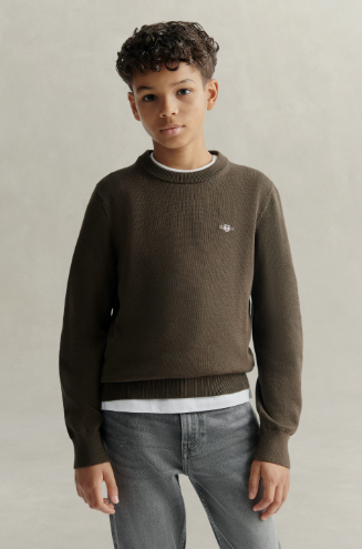 Genser Shield Cotton Crew Neck Shadow Brown