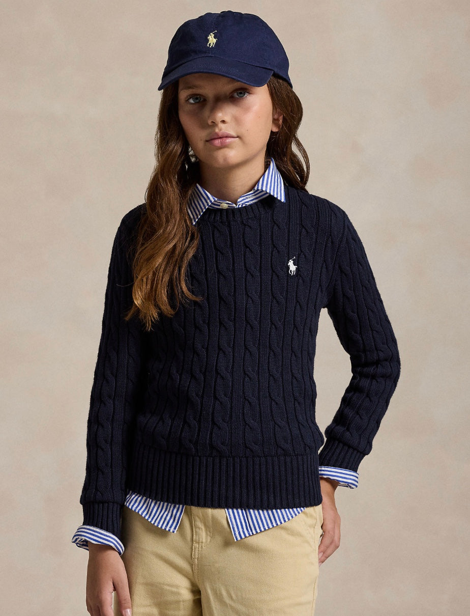Genser Cable-Knit Cotton Navy
