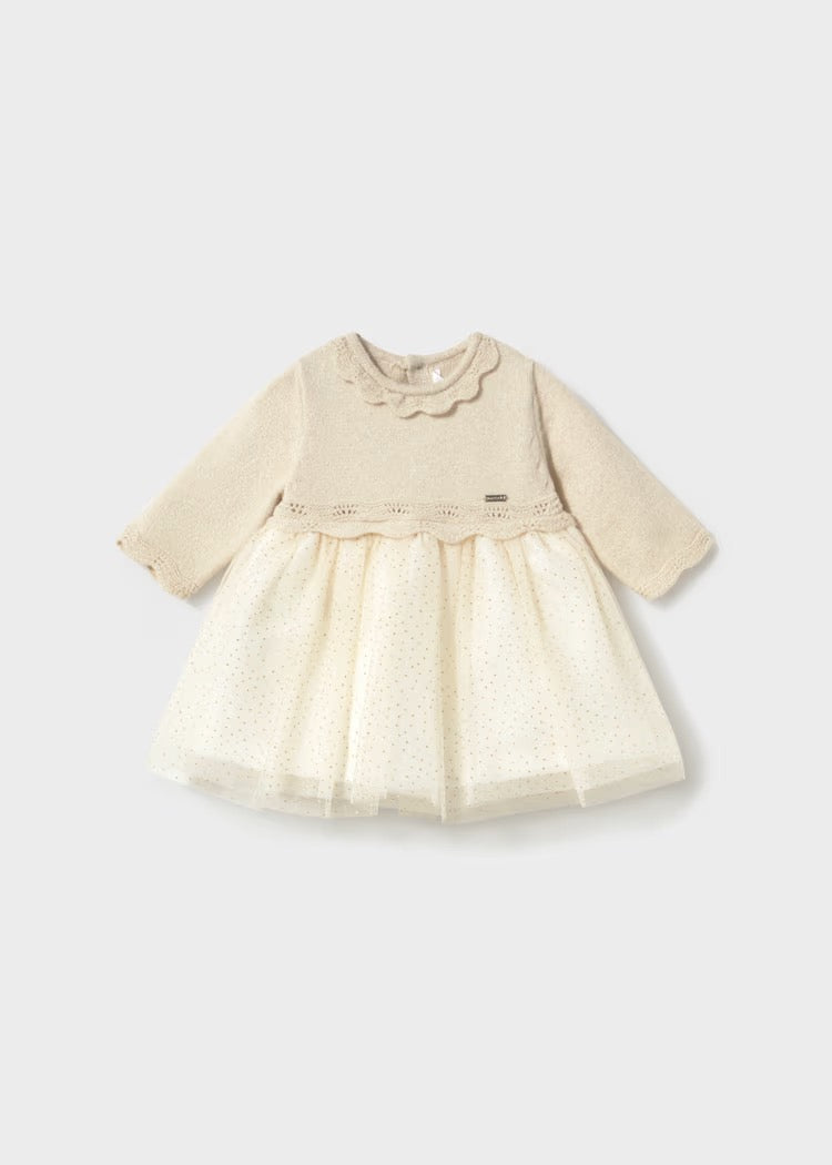 Kjole Tricot/Tulle Champagne