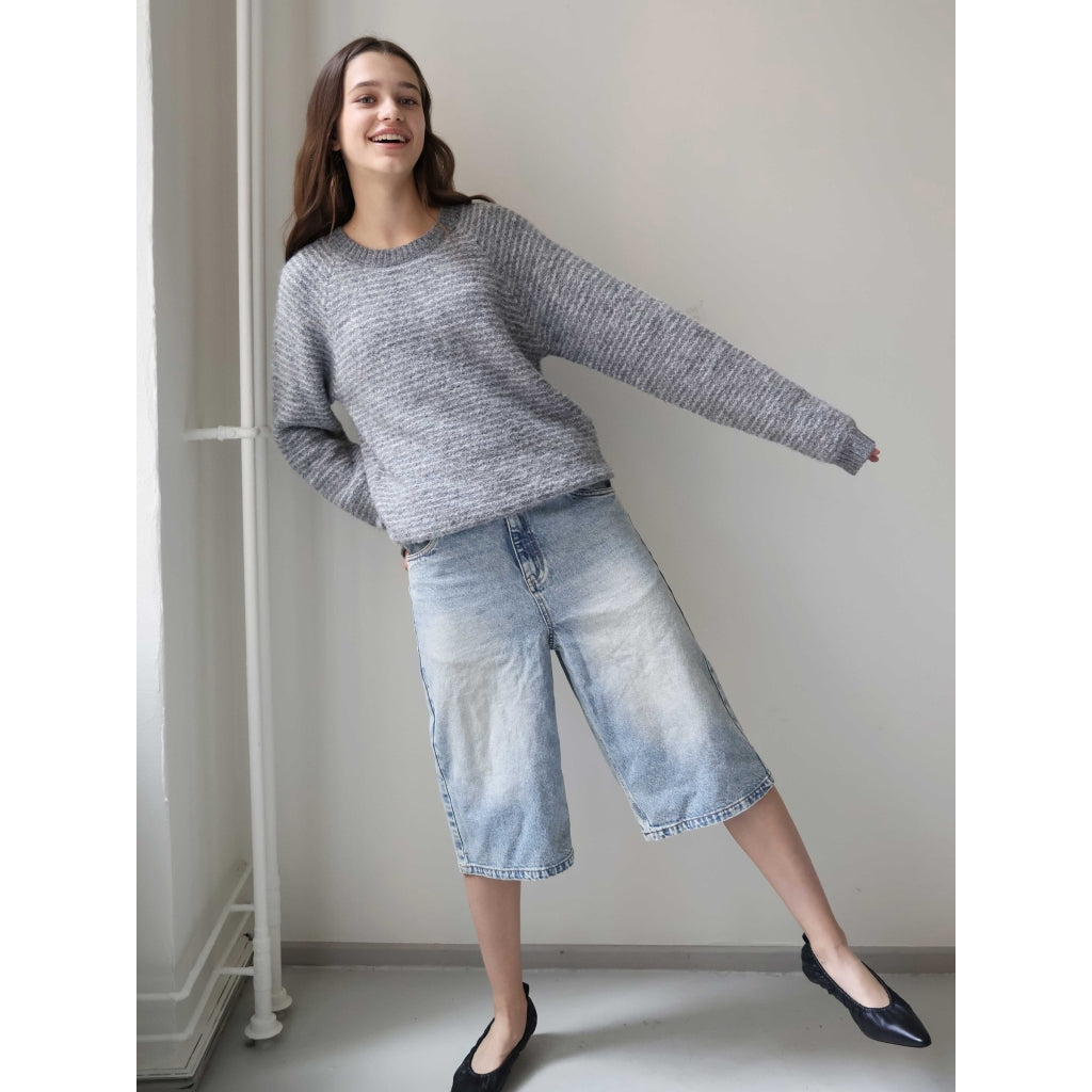 Genser GRCienne LS Crew Knit Dark Grey