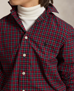 Skjorte Plaid Poplin Red Green Multi