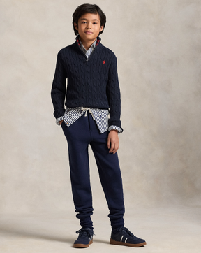 Genser Halfzip Cabel-Knit RL Navy