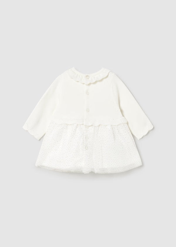 Kjole Newborn Knit/Tulle Ecru