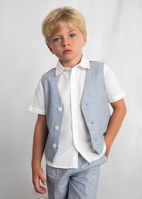 Vest Linen Indigo Stripes