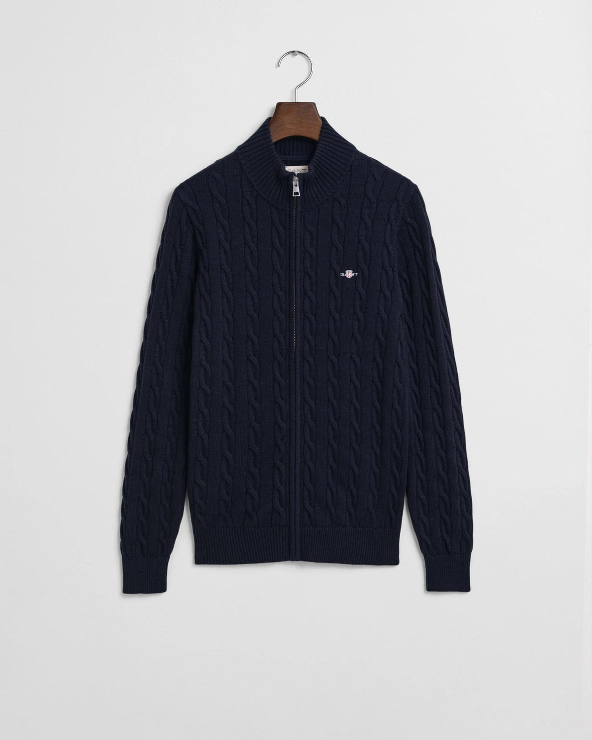 Cardigan Full Zip Kabelstrikk Evening Blue