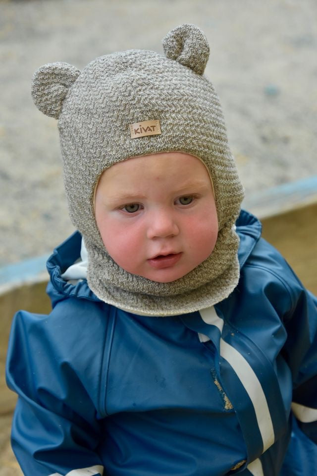 Balaclava Ull Teddyører Beige