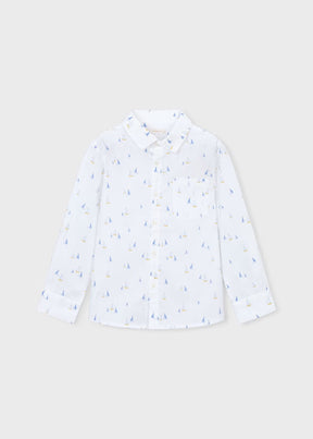 Skjorte Linen Boat White/Indigo