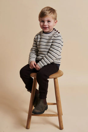 Genser Merino Pattern Pale Cream Mel./Dark Brown Comb