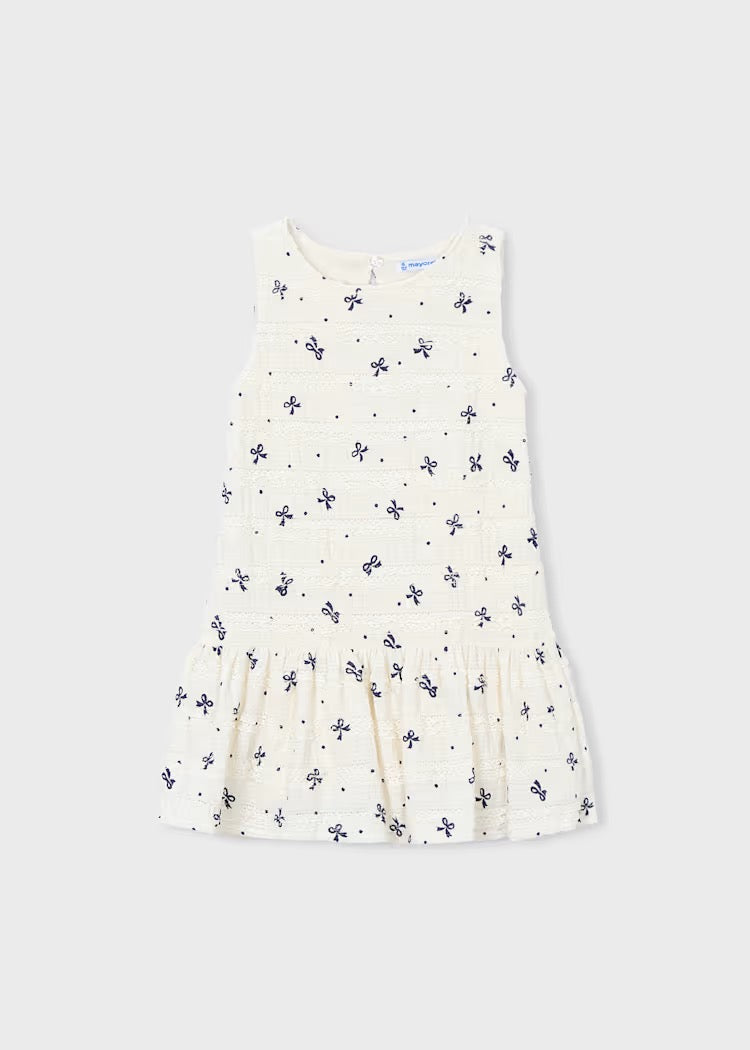 Kjole Knitted Bow Offwhite