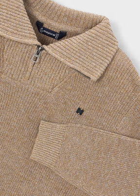 Genser Knit Half Zip Brown