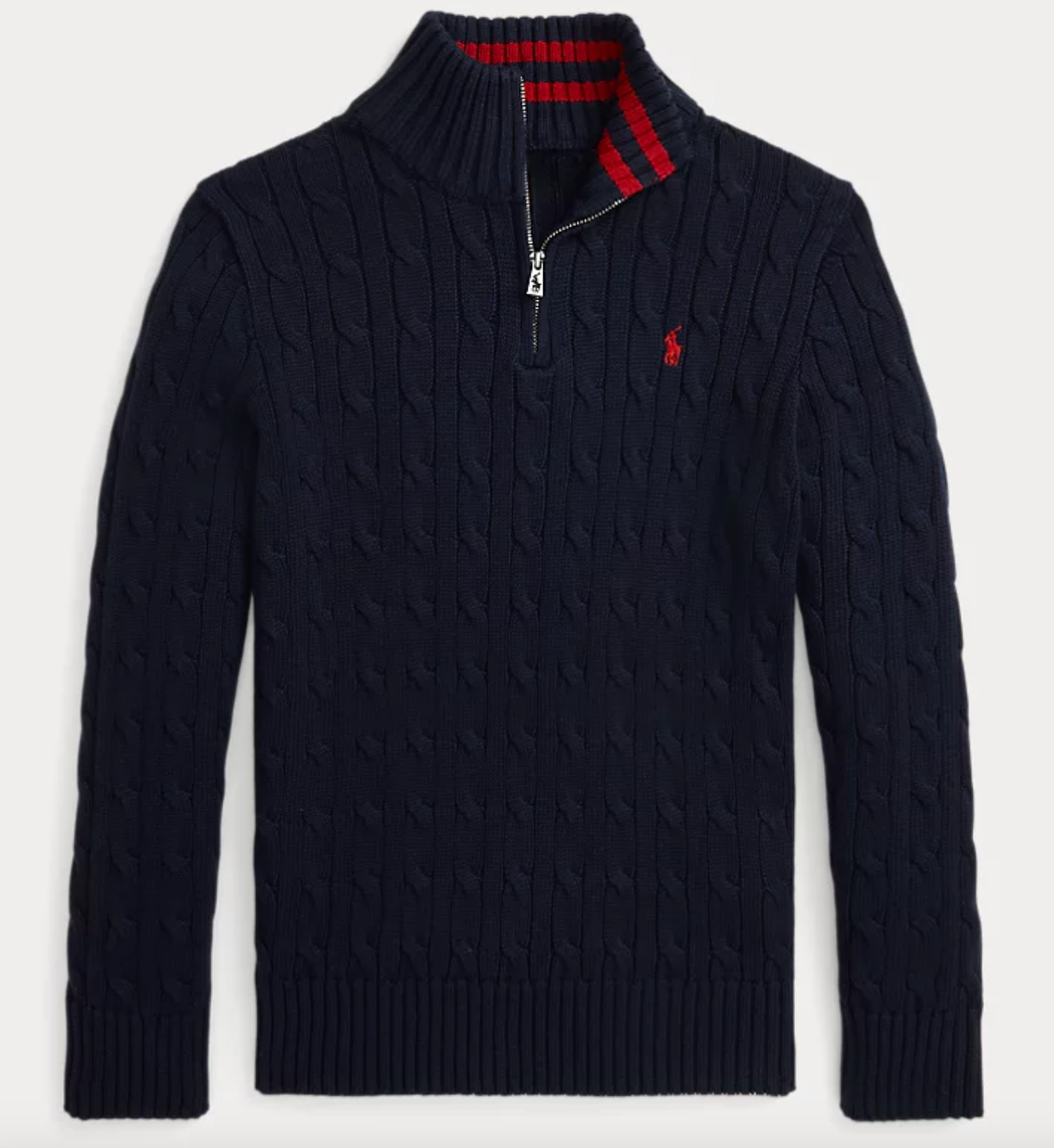 Genser Halfzip Cabel-Knit RL Navy