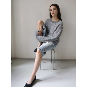 Genser GRCienne LS Crew Knit Dark Grey