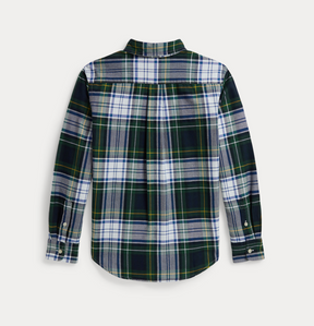 Skjorte Plaid Oxford White Green Multi