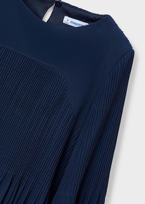 Kjole Pleated Chiffon Navy