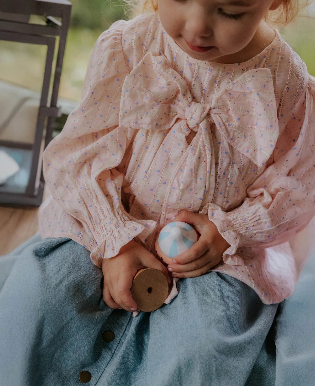 Bluse Zorro Bow Chalk Pink Check Aop