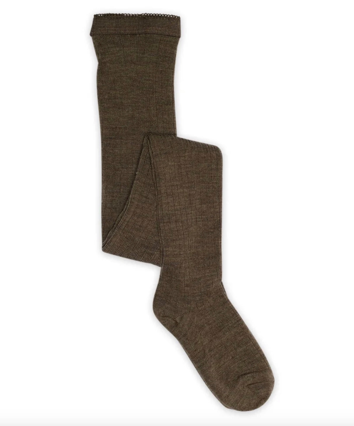 Strømpebukse Ull Rib Brown Melange