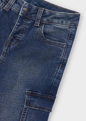 Bukse Cargo Soft Denim Dark Denim