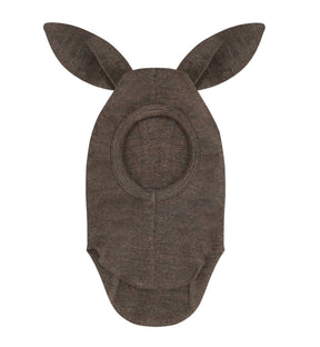 Balaclava Ears Wool Rib Brown Melange